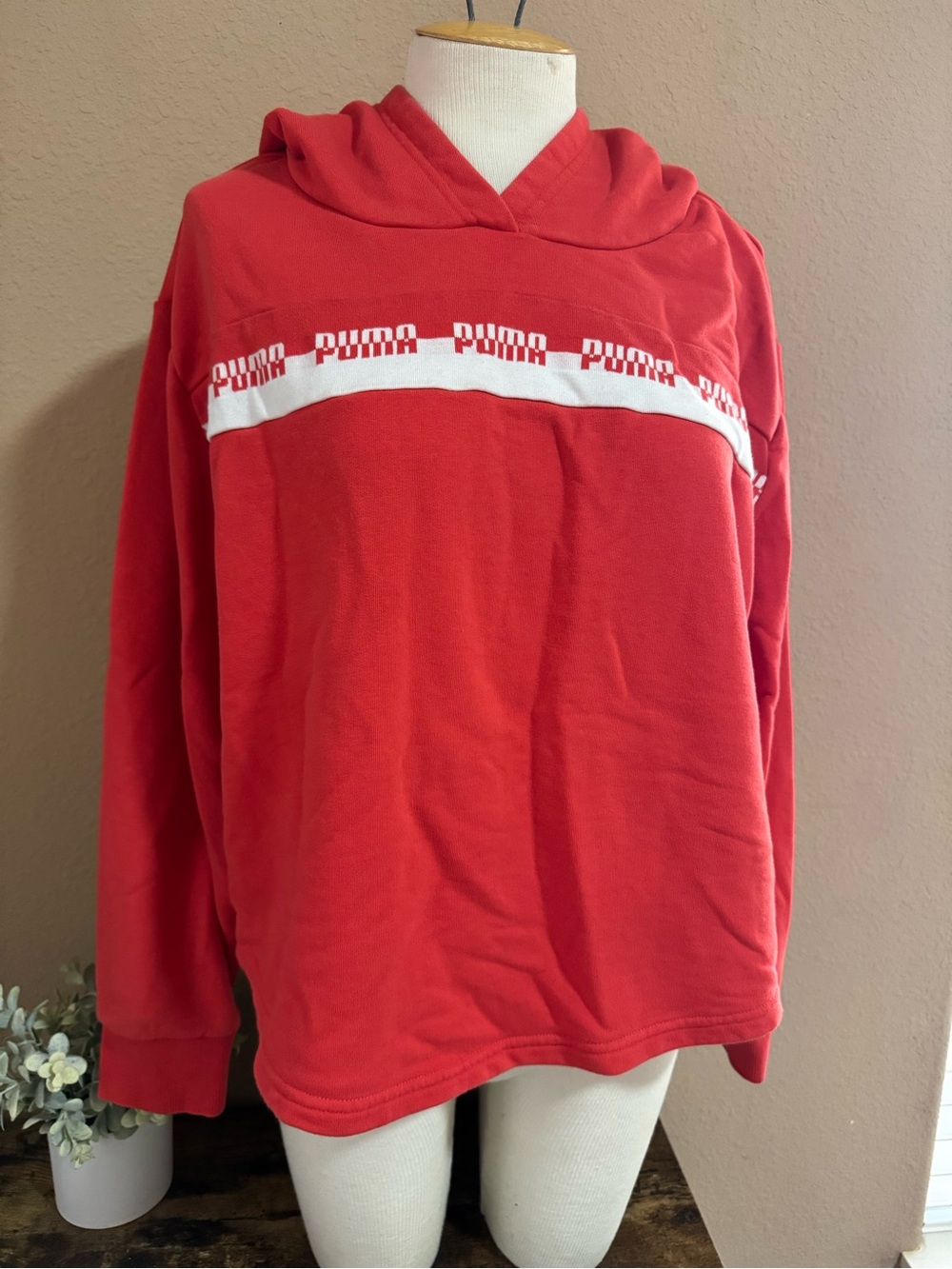 Puma Red Crewneck Sweater with White Logo Band